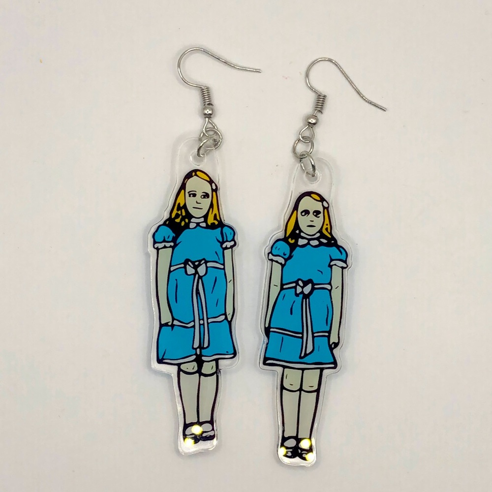 The Shining Twins Creepy Girls In Blue Novelty Drop Dangle Earrings